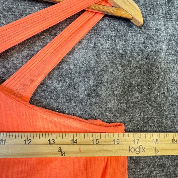 Free People Just A Fling Shirt Womens Small Coral Ribbed Blouson Tank Top Boho‎ - Picture 8 of 10